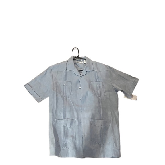 100% LINEN CLASSIC GUAYABERA SHIRT - SHORT SLEEVE - Picture 1 of 7